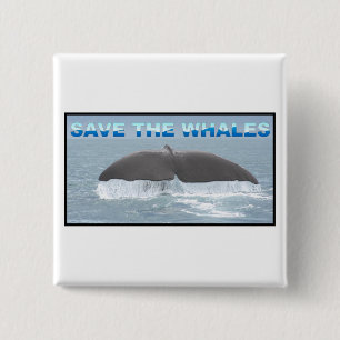 Badge Carré 5 Cm Sauvez les baleines