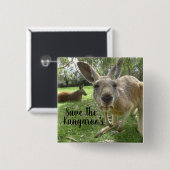 Badge Carré 5 Cm Sauvez les Kangourous (Devant & derrière)