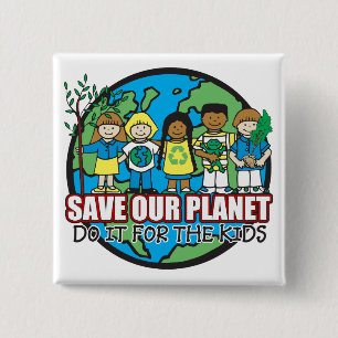 Badge Carré 5 Cm Sauvez notre planète