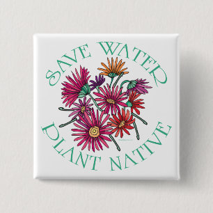 Badge Carré 5 Cm Save Water - Plante native