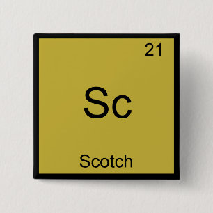 Badge Carré 5 Cm Sc - Scotch Blague Chimie Symbole Élément T-Shirt