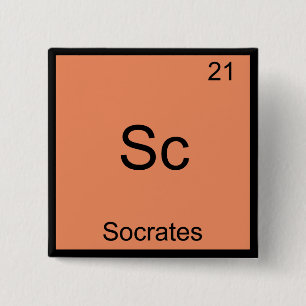 Badge Carré 5 Cm Sc - Socrate Élément Drôle de Chimie Symbole T-Shi
