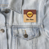 Badge Carré 5 Cm Sceau d'or avec initiales et nom Customisé (En situation)