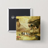 Badge Carré 5 Cm Scène de basse cour (Devant & derrière)