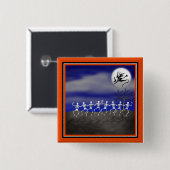 Badge Carré 5 Cm Scène de la fête d'Halloween (Devant & derrière)