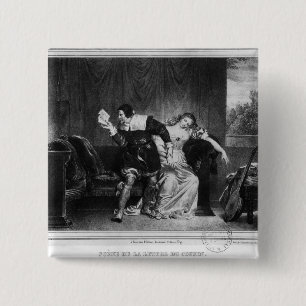 Badge Carré 5 Cm Scène de la lettre du cousin