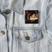 Badge Carré 5 Cm Scène de la Nativité (En situation)