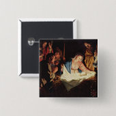 Badge Carré 5 Cm Scène de la Nativité (Devant & derrière)