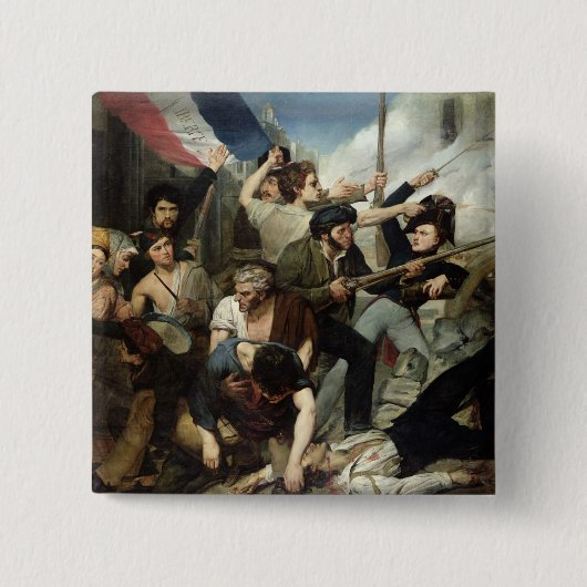 Badge Carré 5 Cm Scène de la révolution 1830 (Devant)