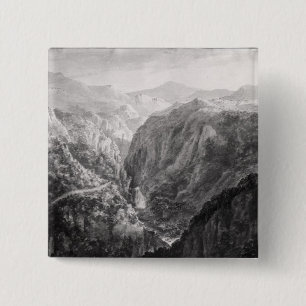 Badge Carré 5 Cm Scène de l'auberge au pont du diable avec