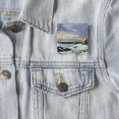 Badge Carré 5 Cm Scène de neige, Nouvelle Angleterre (En situation)