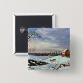 Badge Carré 5 Cm Scène de neige, Nouvelle Angleterre (Devant & derrière)
