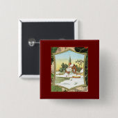 Badge Carré 5 Cm Scène de Noël (Devant & derrière)