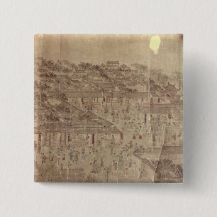 Badge Carré 5 Cm Scène de rue, Chinois, dynastie de Ming