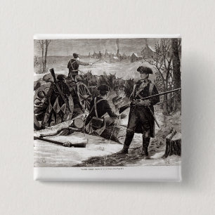 Badge Carré 5 Cm Scène d'hiver au campement continental d'armée