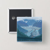 Badge Carré 5 Cm Scène glaciaire - Seldovia, Alaska (Devant & derrière)