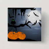 Badge Carré 5 Cm Scène nocturne d'Halloween éffrayante (Devant)