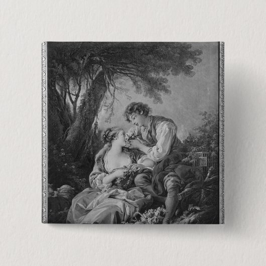 Badge Carré 5 Cm Scène pastorale (Devant)