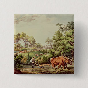 Badge Carré 5 Cm Scènes américaines de ferme