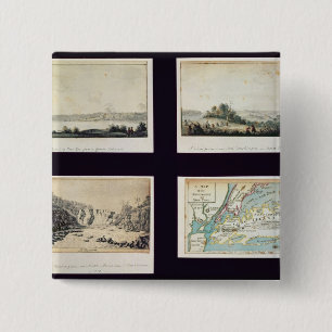 Badge Carré 5 Cm Scènes nord-américaines et une carte de New York