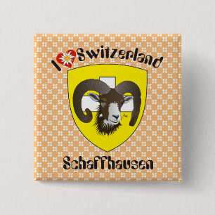 Badge Carré 5 Cm Schaffhouse - Suisse - Suisse - Svizzera Buttons