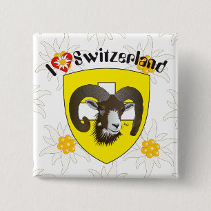 Badge Carré 5 Cm Schaffhouse - Suisse - Suisse - Svizzera Buttons