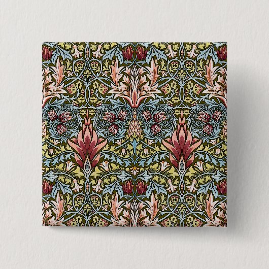 Badge Carré 5 Cm Schéma floral William Morris Snakeshead (Devant)
