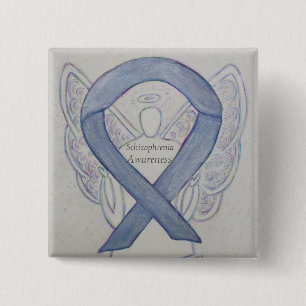 Badge Carré 5 Cm Schizophrénie Sensibilisation Ruban Angle Pins per