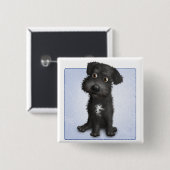 Badge Carré 5 Cm Schnoodle (noir) (Devant & derrière)