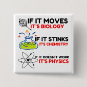 BADGE CARRÉ 5 CM SCIENCE BIOLOGY CHIMIISTRY PHYSICS (Devant)