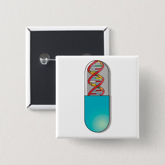 Badge Carré 5 Cm Science de la capture d'ADN (Devant & derrière)