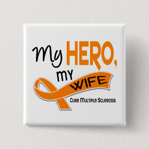 Badge Carré 5 Cm Sclérose en plaques de milliseconde MON HÉROS MO