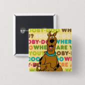 Badge Carré 5 Cm Scooby-Doo Coureur "Où Es-Tu ?" (Devant & derrière)