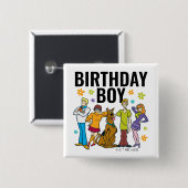 Badge Carré 5 Cm Scooby-Doo et Gang Birthday Boy (Devant & derrière)