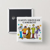 Badge Carré 5 Cm Scooby-Doo et l'anniversaire de Gang (Devant & derrière)