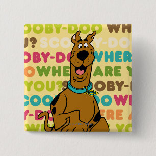 Badge Carré 5 Cm Scooby-Doo fonctionnant "où sont vous ? "