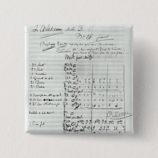 Badge Carré 5 Cm Score manuscrit de la Loi III (Devant)