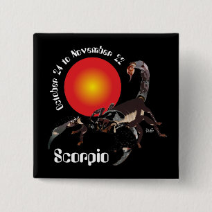 Badge Carré 5 Cm Scorpio October 24 à novembre 22 Button