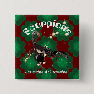 Badge Carré 5 Cm Scorpione 24 ottobre al 22 novembre Button