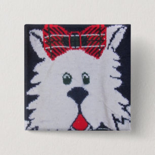 Badge Carré 5 Cm scottie scottish terrier chiot chien bouton plaid