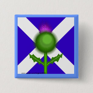 Badge Carré 5 Cm Scottish Thistle and Flag