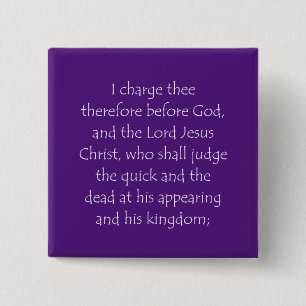 Badge Carré 5 Cm Scripture Quote 2 Timothy 4 1