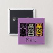 Badge Carré 5 Cm Sculptures Triple Tiki Thunder_Cove (Devant & derrière)