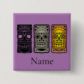 Badge Carré 5 Cm Sculptures Triple Tiki Thunder_Cove (Devant)