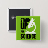 Badge Carré 5 Cm Se battre pour le microscope scientifique (Devant & derrière)