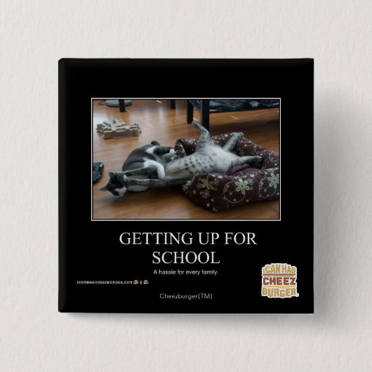 Badge Carré 5 Cm Se lever pour l'école (Devant)