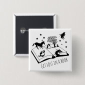 Badge Carré 5 Cm Se perdre dans un livre (Devant & derrière)