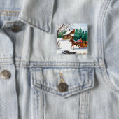 Badge Carré 5 Cm Se précipiter le bouton (En situation)