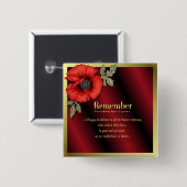 Badge Carré 5 Cm Se souvenir du pavot (Devant & derrière)