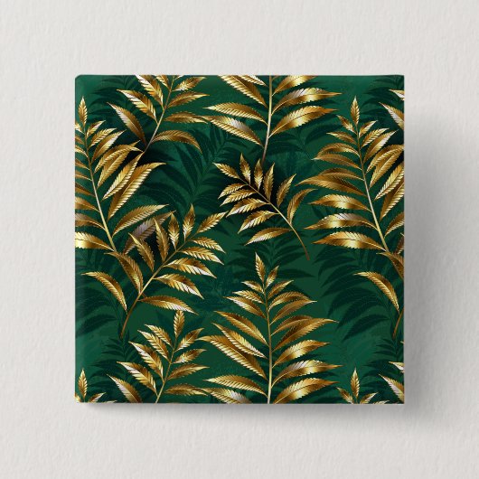 Badge Carré 5 Cm Seamless pattern with golden ferns (Devant)